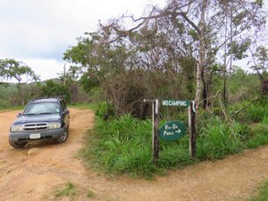 Our vehicle at Rio On Pools, Mountain Pine Ridge Forest Reserve