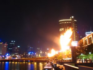 Melbourne. Crowne Plaza Hotel fire show