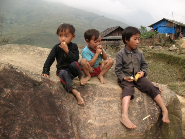 three little Vietnamese boys in their village outside Sa Pa