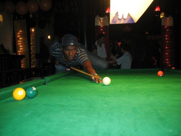 playing pool in Hoi An