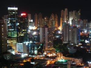 Panama City @ night, seen from a tower in El Cangrejo