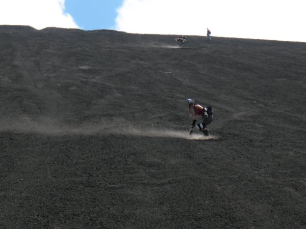 sandboarding down Cerro Negro volcano