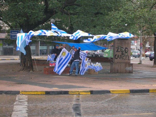 Uruguayans before the match vs. Netherlands, fans of the Celeste!