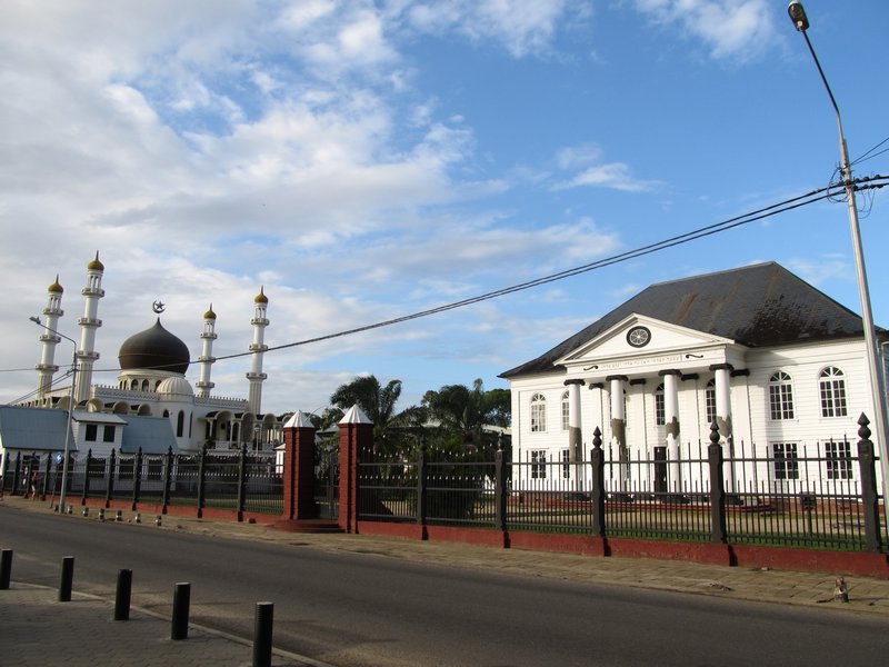 Paramaribo (mosque left and synagogue right)