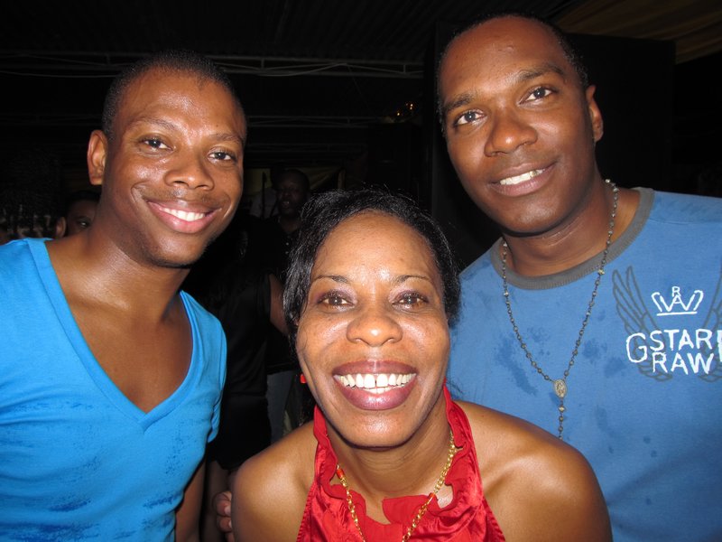 with Serghino and Marlenia at a party in Paramaribo