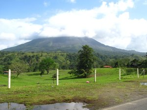 Arenal volcano covered with clouds, La Fortuna