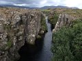 Þingvellir National Park, an area with several cracks in the landscape caused by the North American and the Eurasian tectonic plates moving away from each other (mid-Atlantic Ridge)