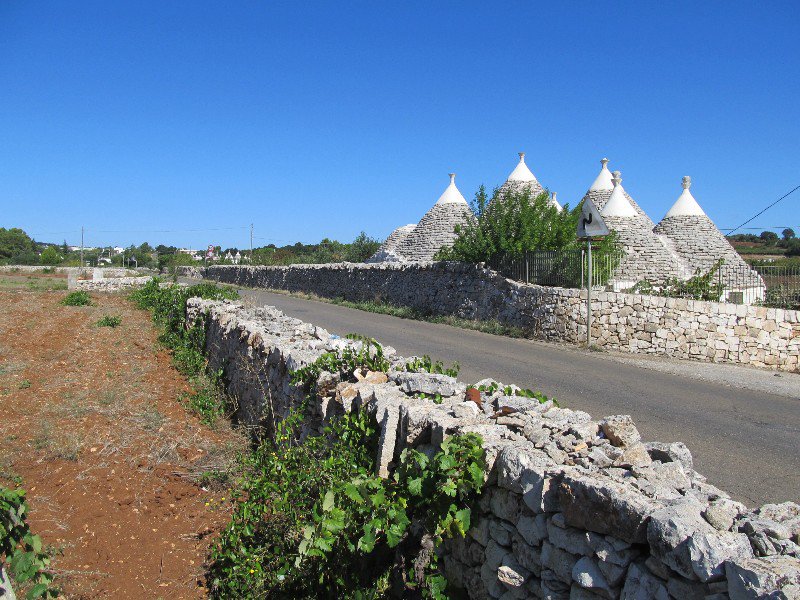 Stone walls and trulli's in the landscape