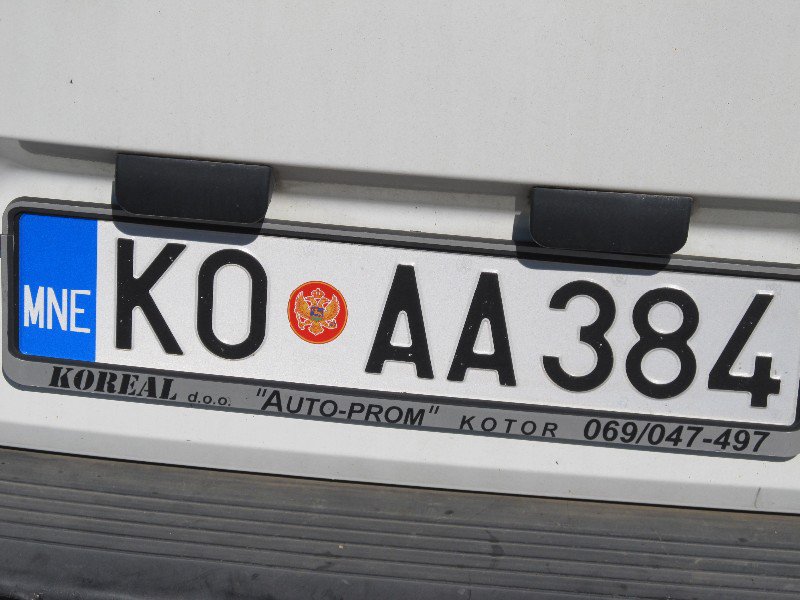 Montenegro numberplate