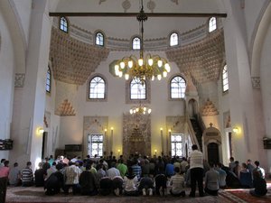 Inside the Gazi Husrev-begova Džamija Mosque in Sarajevo