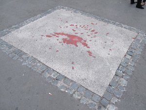 Sarajevo; this shows where an explosion killed people during the war