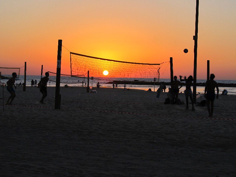 Sunset at the beach in Tel Aviv