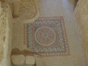 Masada historical site; original mosaic floor