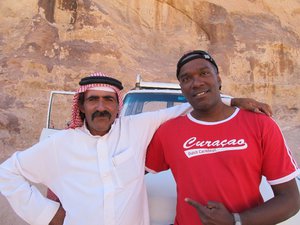 With our tourguide in Wadi Rum desert