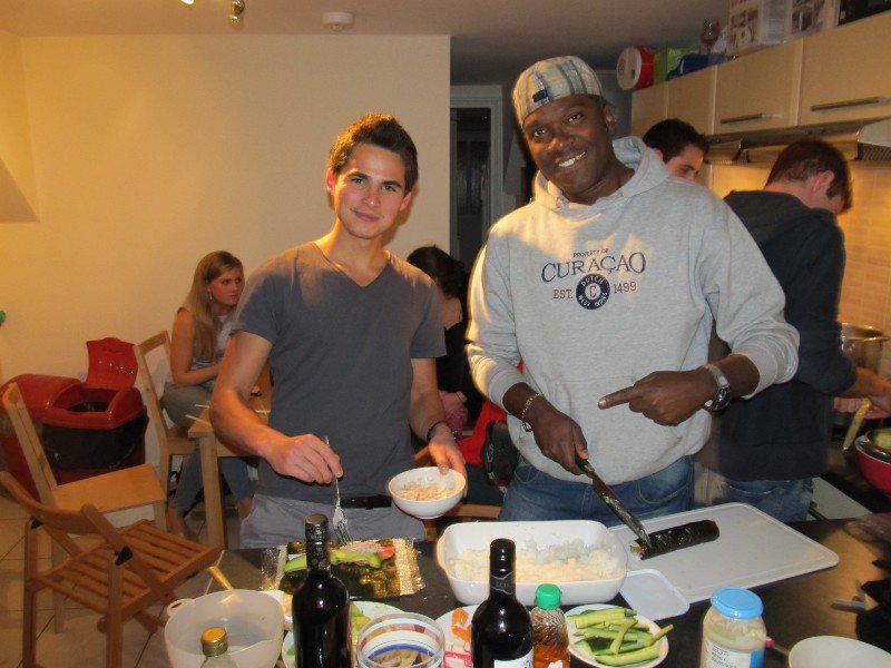 Making sushi with Ian and his friends in Cardiff