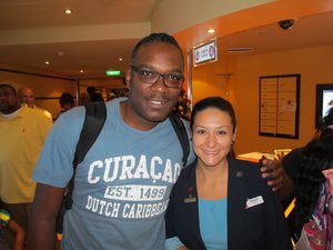 With Nikolett (Hungary), the lovely receptionist on Carnival Breeze