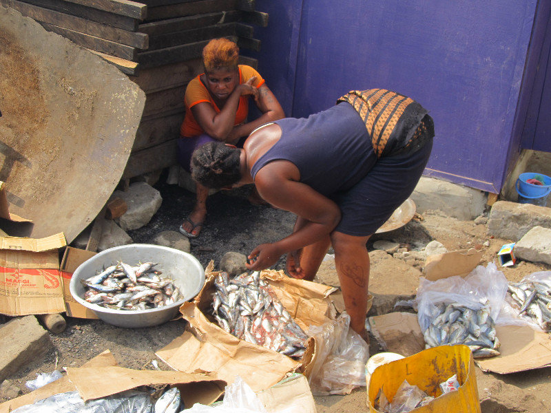Women smoking fish in James Town