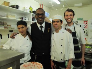 in the kitchen with Ashika (South Africa), Dikki (Indonesia) and Guillaume (France)