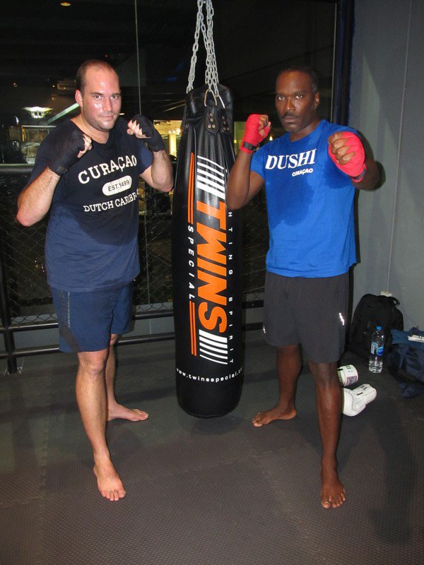 With Stephen at the Muay Thai training in Bangkok