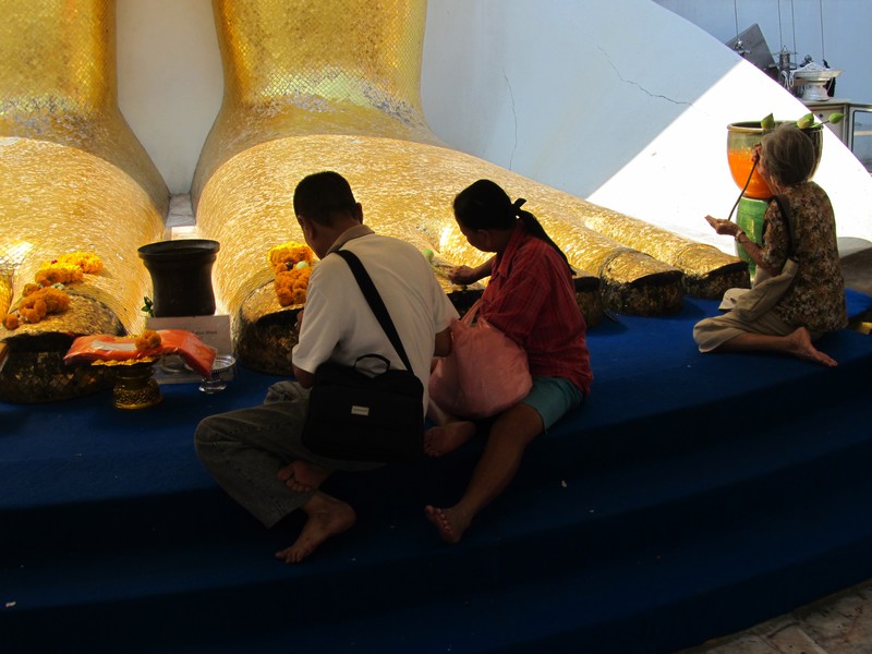 Feet of the 32m Buddha at Wat Intharawihan, Bangkok