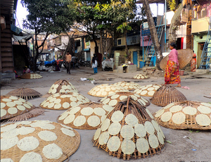 Papad drying in the sun in Dharavi (It's not my own picture, but from the tour-company.. They send you a link where you can get some pictures)