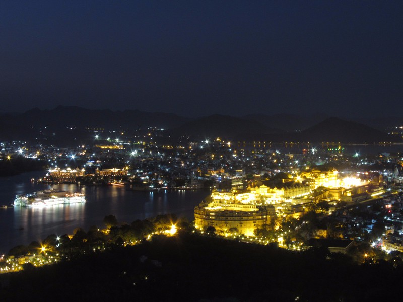 View of Udaipur at night.