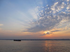 Sunrise above the Ganges River in Varanasi