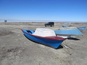 Fishermen boats at North Aral Sea, Tastubek