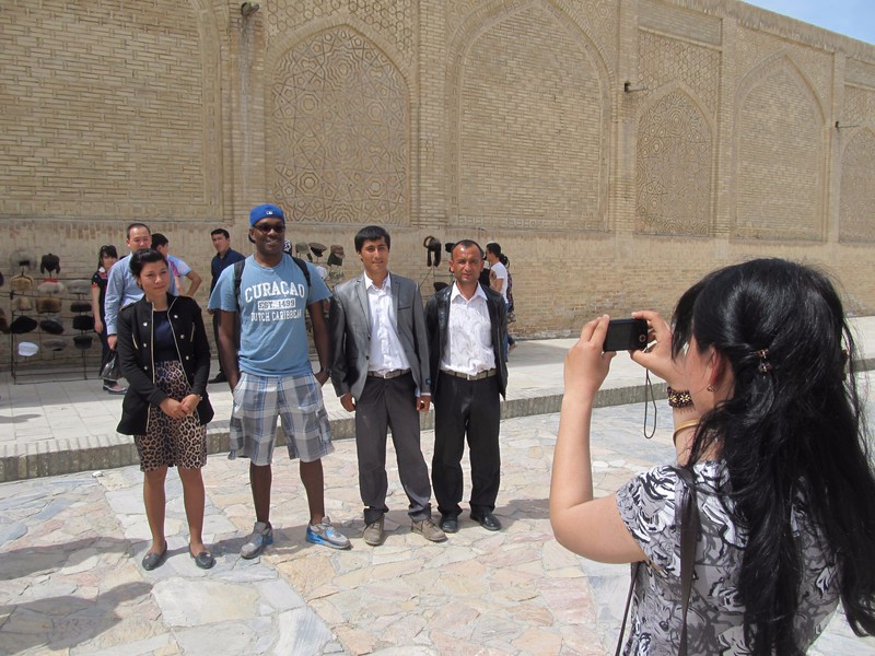 People taking pictures with me in Bukhara