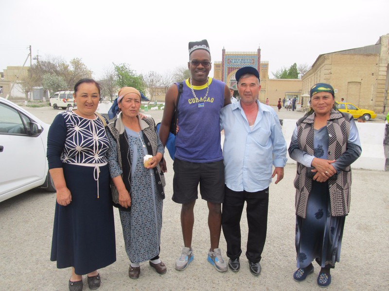 These people wanted a picture with me. I swapped caps with the man and I had his typical Uzbek "taqiyah" on my head.