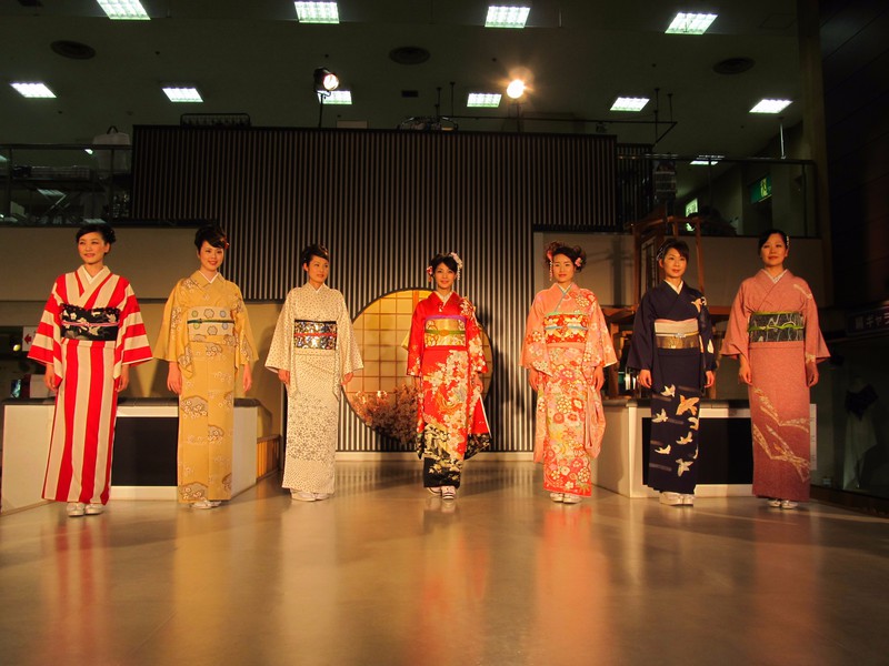 Kimono fashion show at Nishijin-ori Textile Centre, Kyoto