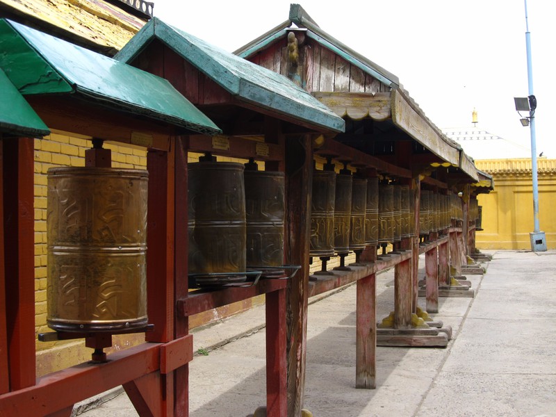 Prayer wheels at the Gandantegchinlen Monastery, Ulaanbaatar