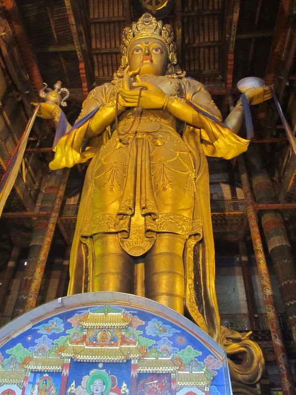 Statue of Migjid Janraisig (Avalokitesvara) at the Gandantegchinlen Monastery, Ulaanbaatar