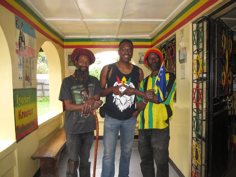 With two rasta's from Jamaica at the Nyahbinghi Tabernacle in Shashamane
