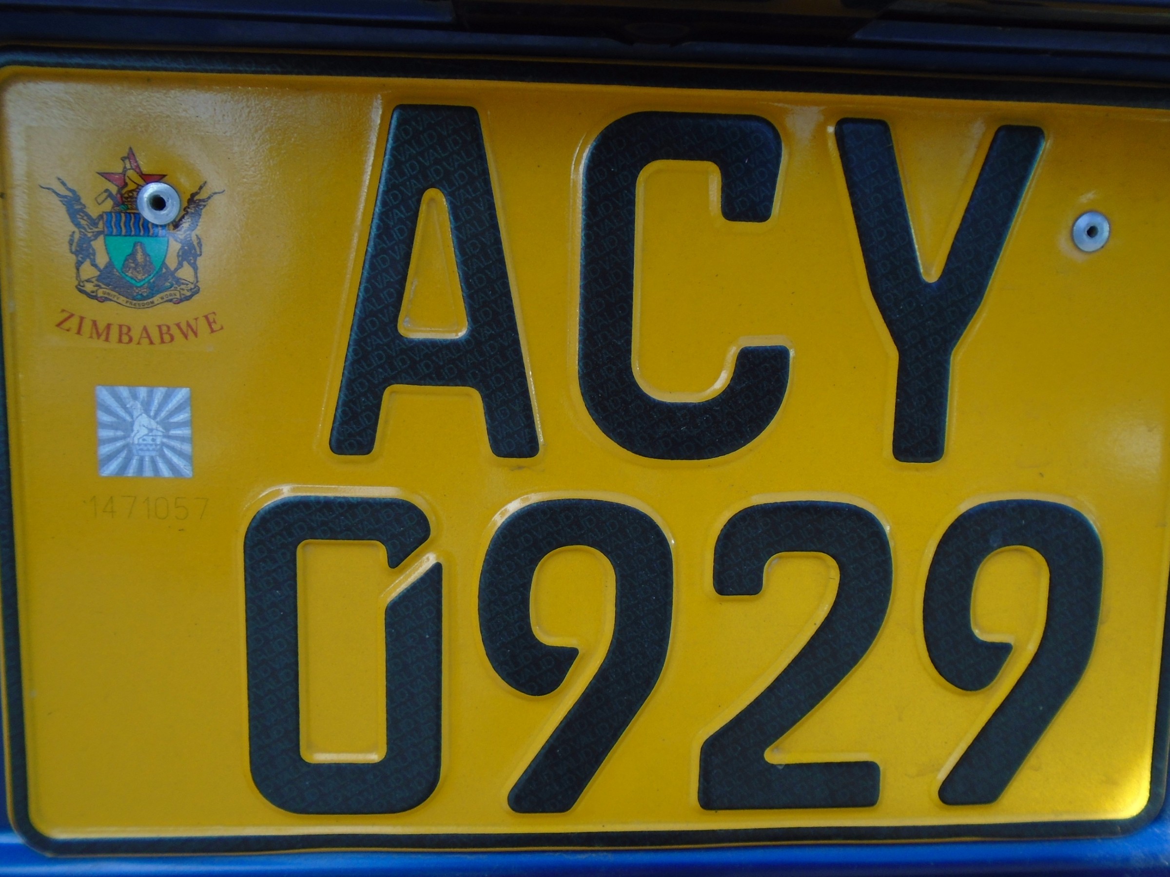 Zimbabwe Numberplate Photo zimbabwe-numberplate-photo
