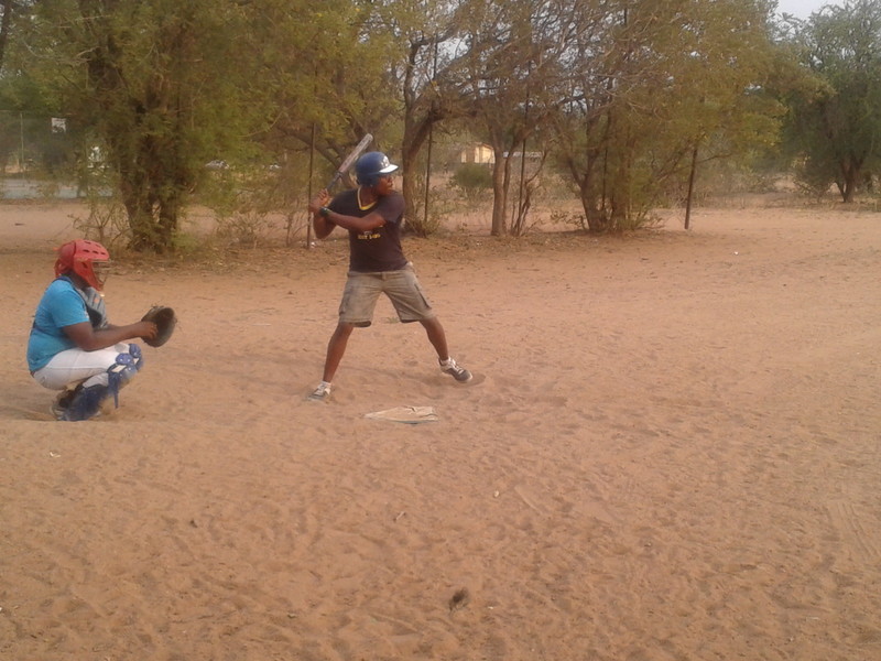 Softball training with locals