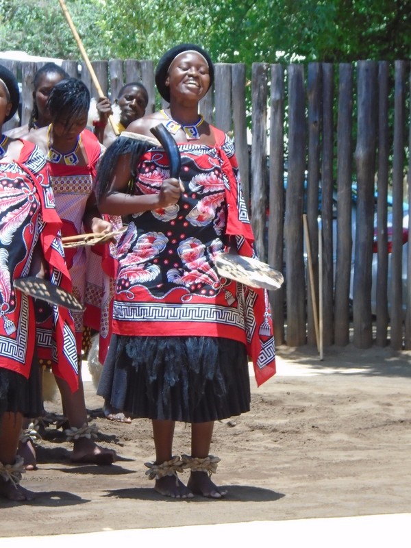Swazi woman dancing at the Swazi Cultural Village 
