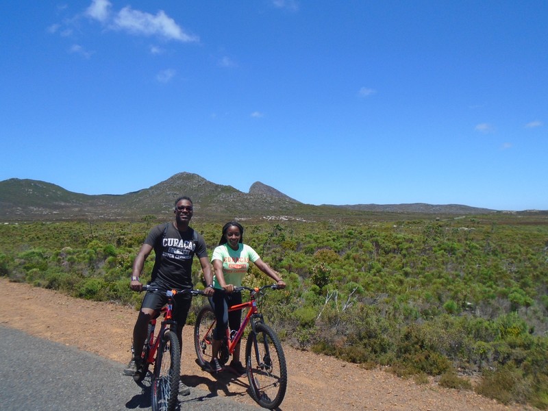 Nydia and I cycling in Cape Point Nature Reserve