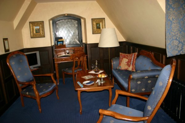 The living room of the Falcon Suite where we stayed