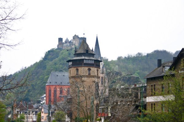 View of the hilltop castle from Oberwesel