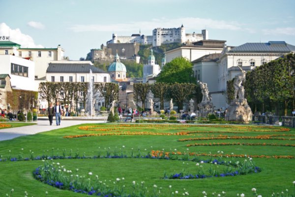 Mirabell Gardens with the city and fortress in the background...