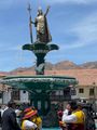 Inca on Fountain in Cusco Plaza