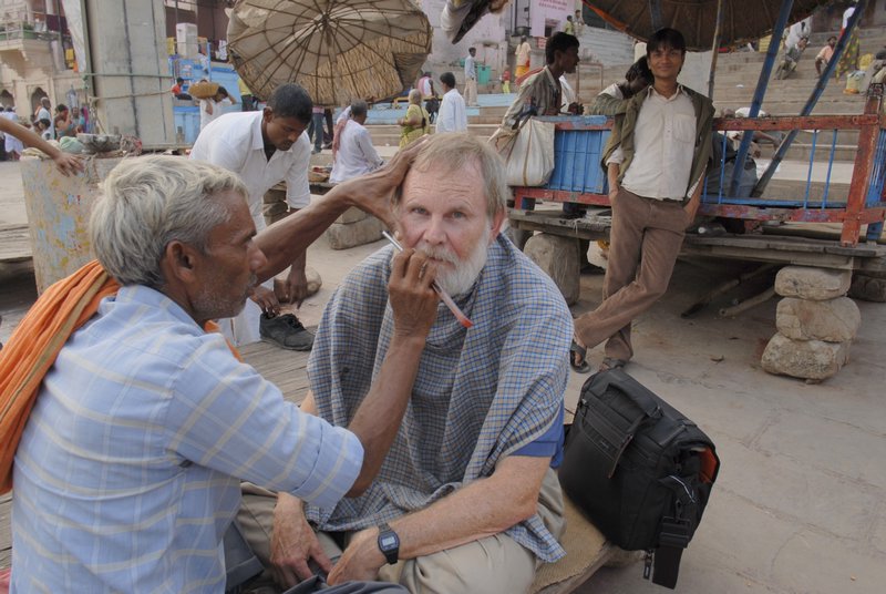 Dick Getting Beard Trimmed in Varanasi