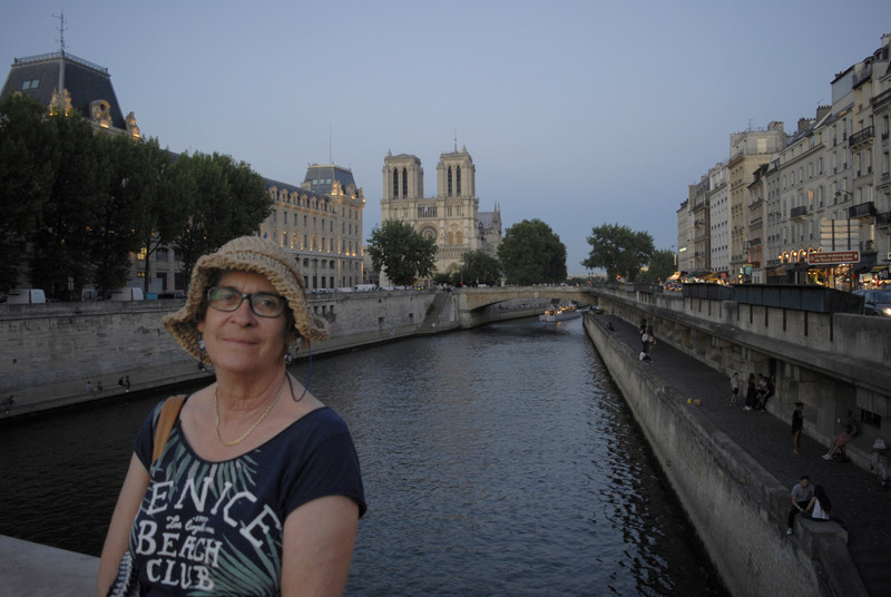 Caroline with Notre Dame in the background