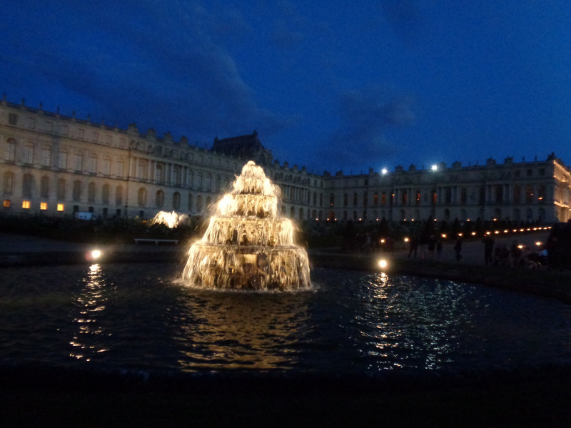 In the gardens of Versailles at night!