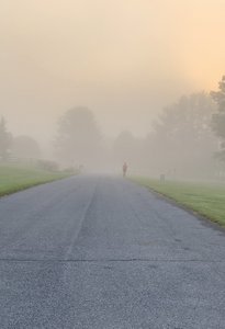 Michelle running in the fog this morning