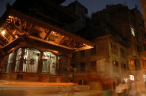 Temples on side iof streets - look pretty at night