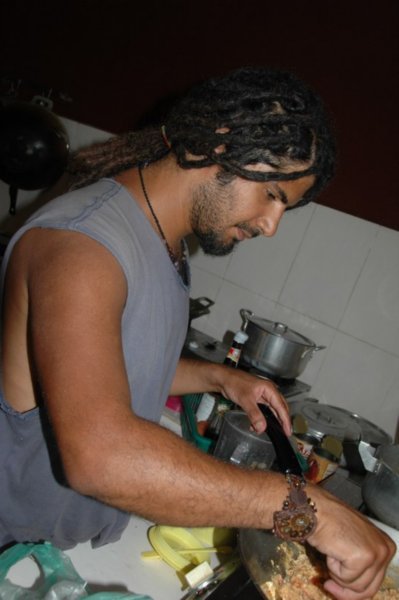 Rani cooking up a storm in our guesthouses kitchen