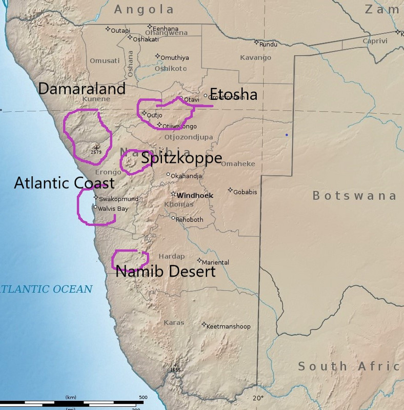 Namibia travel areas