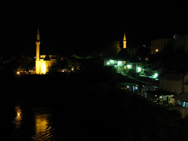 Mostar and mosques at night